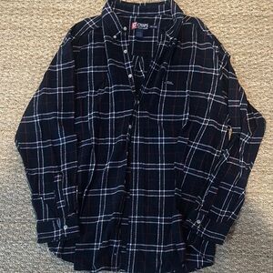 Chaps Black and White Casual Button Down Shirt